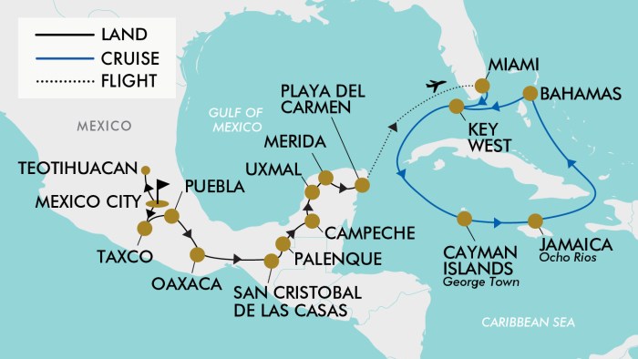 Mexico and the caribbean map