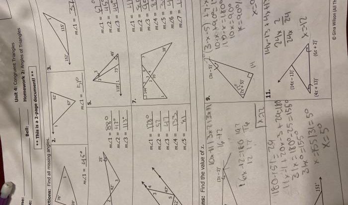 Congruence and triangles answer key