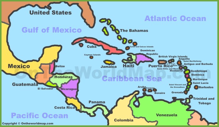 Caribbean caribe karibik karibische kaart karta karibiska caraibe harta insulele puerto politische caraibi havet caribische mappa location capitals landkarte lesser