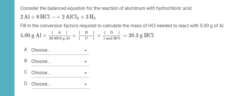 Consider the balanced equation of aluminum reacting with sulfuric acid